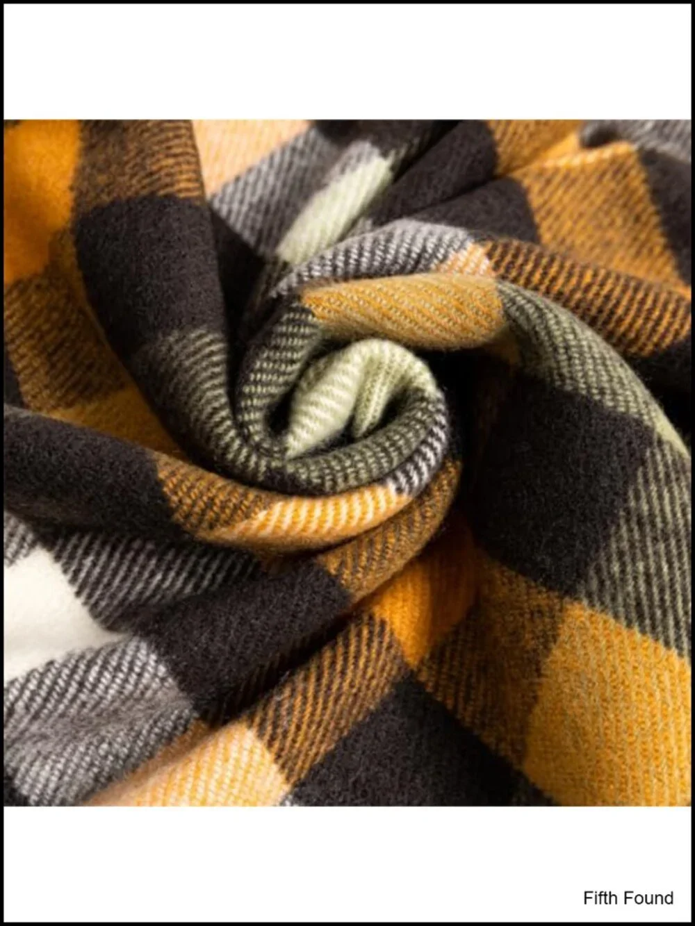 Acrylic Winter Scarf Plaid Tassel Fringe Warm Neck Wrap